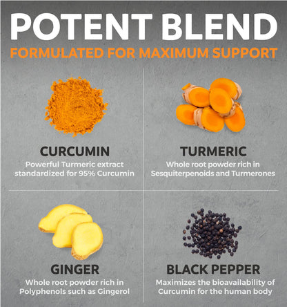 USDA Organic Turmeric Curcumin with Black Pepper and Ginger (2 Month Supply) PURE COBuy Supplements Australia