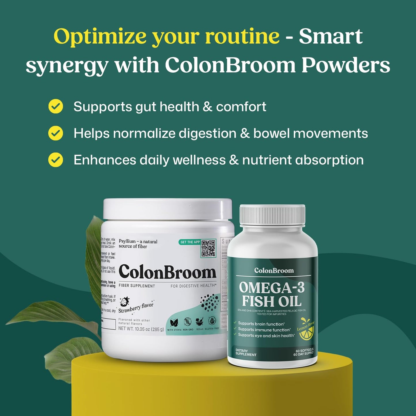 ColonBroom Omega 3 Fish Oil 2640 mg Softgels | Lemon Flavor | Daily Fish Oil Omega-3 Supplement for Women & Men with EPA & DHA | Gluten-Free, Non-GMO, Natural (60 Softgels, 2 Month Supply) ColonBroomBuy Supplements Australia