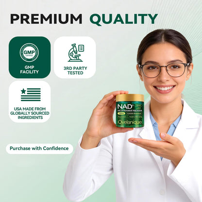 Ovelanique NAD Supplement with Nicotinamide Riboside & Resveratrol |NMNH Supplement Alternative| NAD+ Complex with Quercetin Phytosome & CoQ10 | Liposomal Delivery,120 Capsules(Packaging May Vary) OvelaniqueBuy Supplements Australia