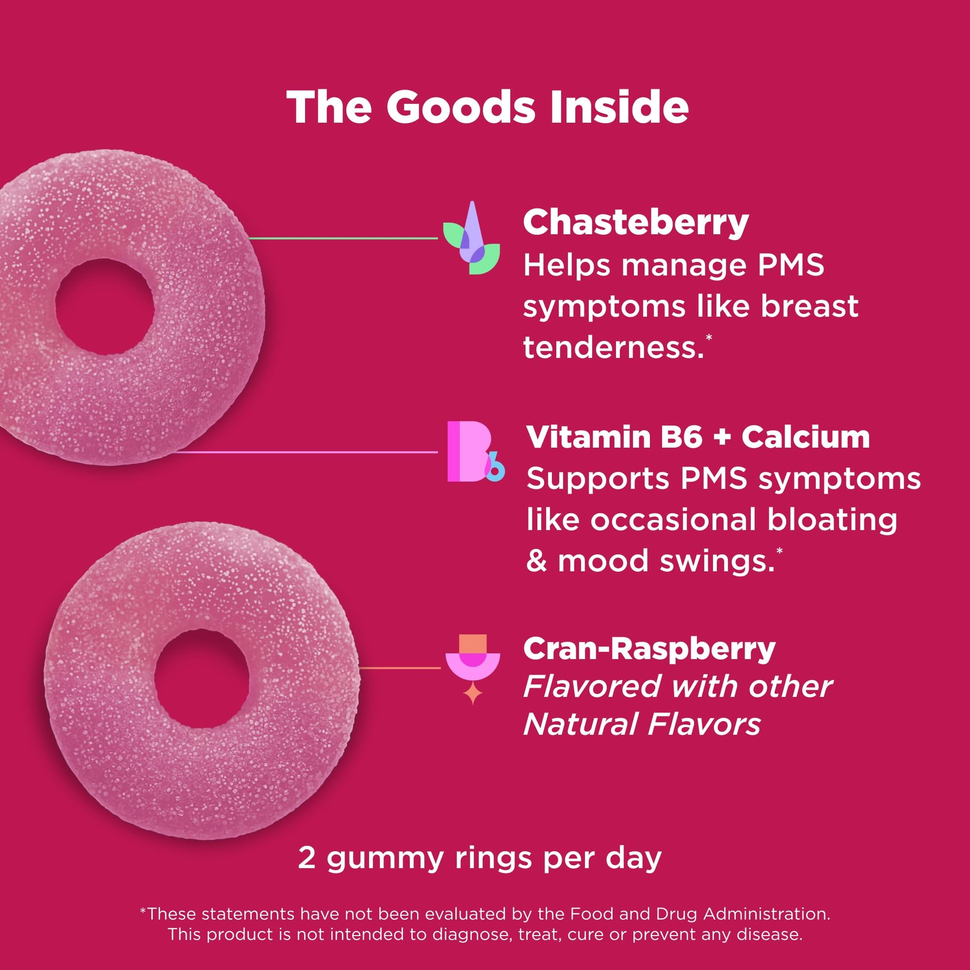 OLLY Period Hero Gummies, PMS Support Supplement,* Chasteberry, Vitamin B6, Calcium, Cran-Raspberry Flavor, 30 Day Supply - 60 Count OLLYBuy Supplements Australia