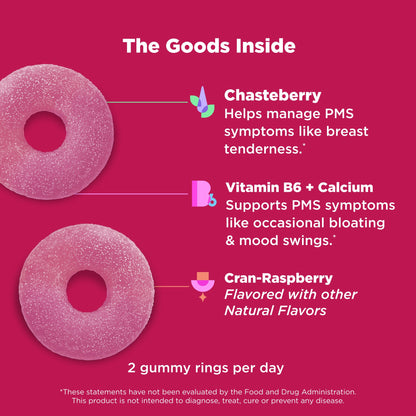 OLLY Period Hero Gummies, PMS Support Supplement,* Chasteberry, Vitamin B6, Calcium, Cran-Raspberry Flavor, 30 Day Supply - 60 Count OLLYBuy Supplements Australia
