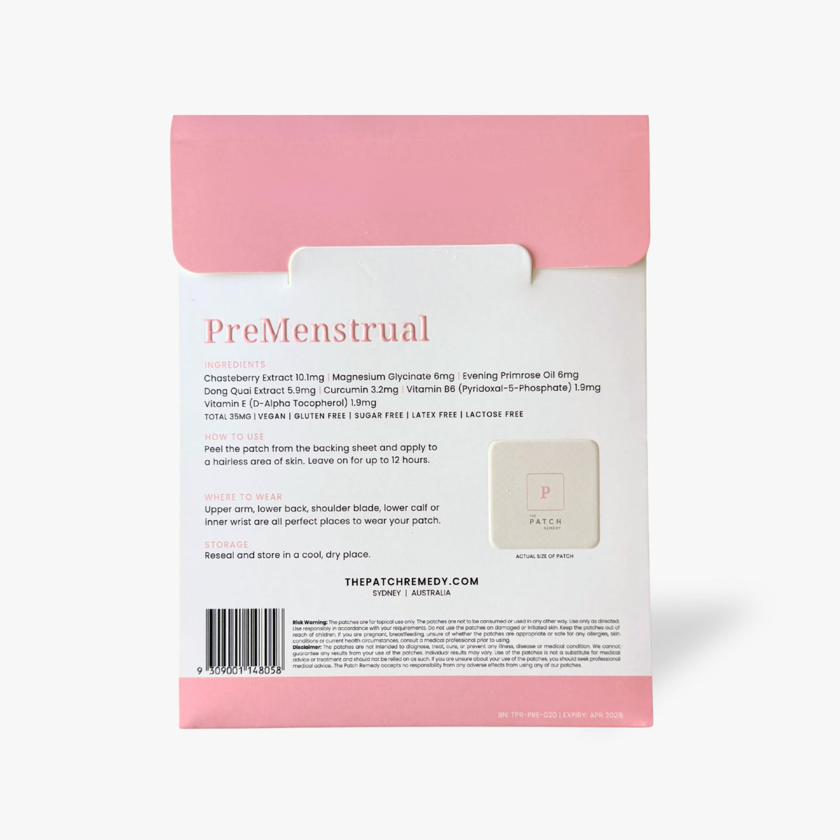 The Patch Remedy Pre Menstrual Patch | Chasteberry, Magnesium, Evening Primrose, Dong Quai, B6 & Vitamin E | 30 Patches The Patch RemedyBuy Supplements Australia