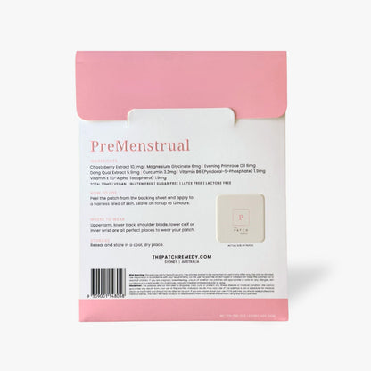 The Patch Remedy Pre Menstrual Patch | Chasteberry, Magnesium, Evening Primrose, Dong Quai, B6 & Vitamin E | 30 Patches The Patch RemedyBuy Supplements Australia