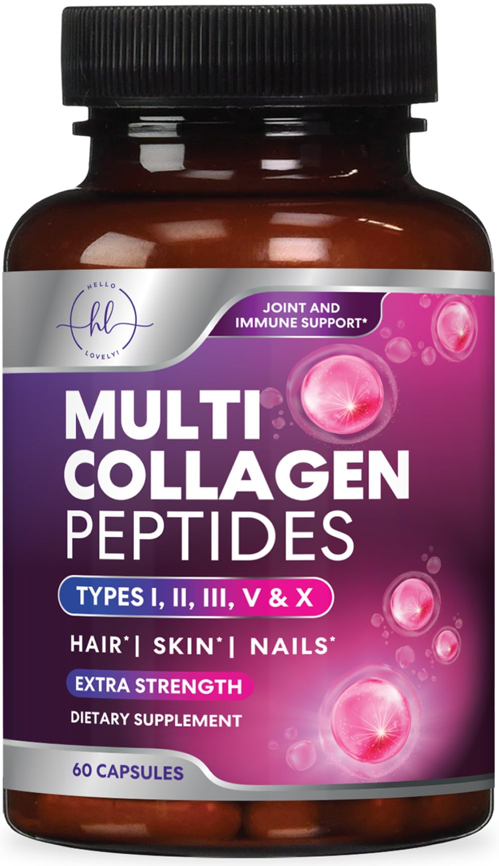 Multi Collagen Supplement 2400 mg - Types I, II, III, V & X Multi Collagen Peptides Pills for Women & Men, Hydrolyzed Collagen Supplements, Hair, Skin, Nail, & Joint Support Supplement, 60 Capsules Hello Lovely!Buy Supplements Australia