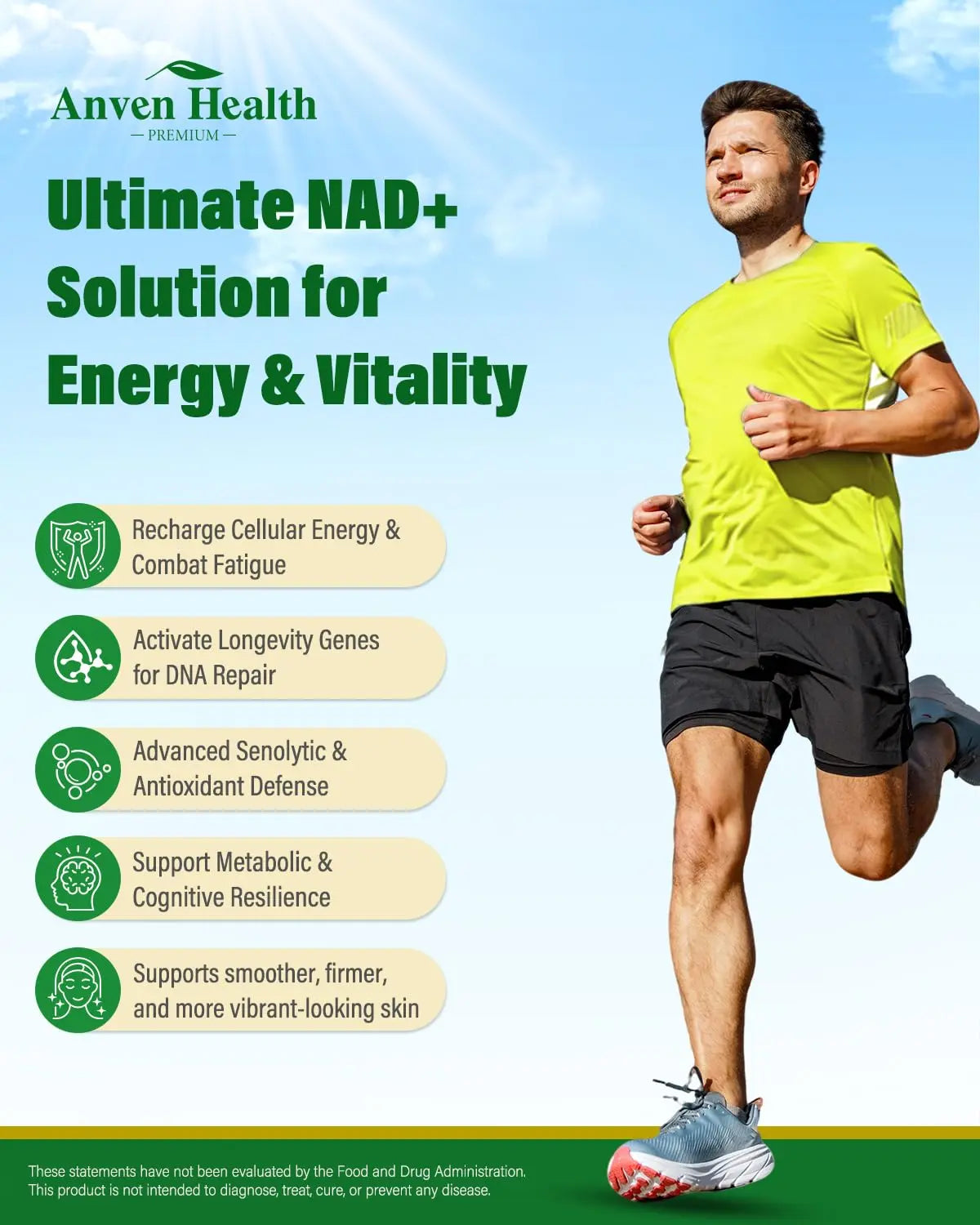 Anven Health Liposomal NAD+ Resveratrol Supplement - NMN Alternative with Trans-Resveratrol, Quercetin & Fisetin - NAD Plus for Women and Men, Cellular Energy & Healthy Aging, Non-GMO | 180 Capsules Anven HealthBuy Supplements Australia