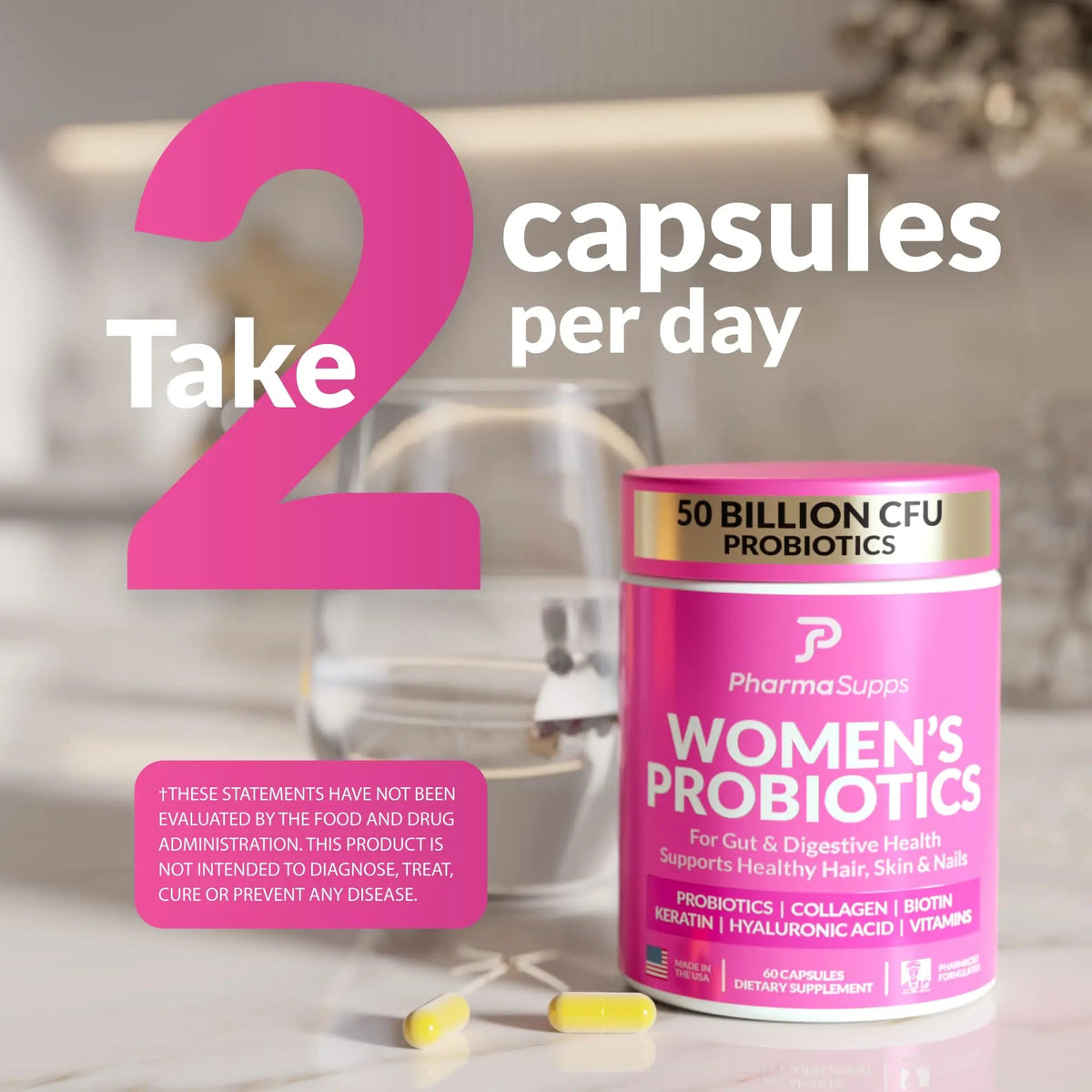 ADVANCED Women's Probiotics for Gut Health - Hair, Skin, & Nails Vitamins Support - 50 Billion CFU w/ Collagen, Biotin & Keratin - Probiotic Supplement for Digestive Health & Bloating Relief, USA-Made PharmaSupps buy supplements Au