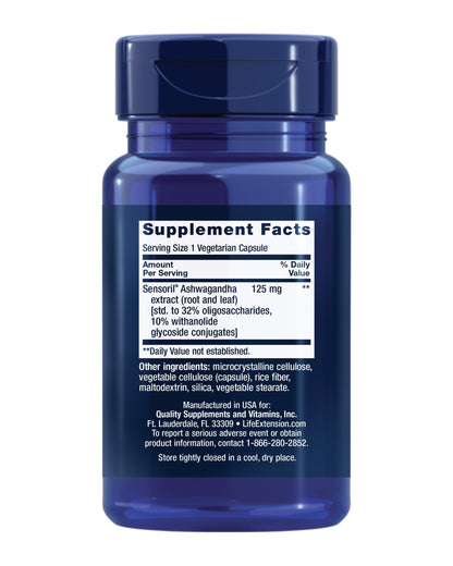 Life Extension Optimized Ashwagandha - Stress Management Supplement for a Healthy Stress Response, Focus, Memory, Stress Relief - Vegetarian, Gluten-Free, Non-GMO, 60 Capsules Life ExtensionBuy Supplements Australia