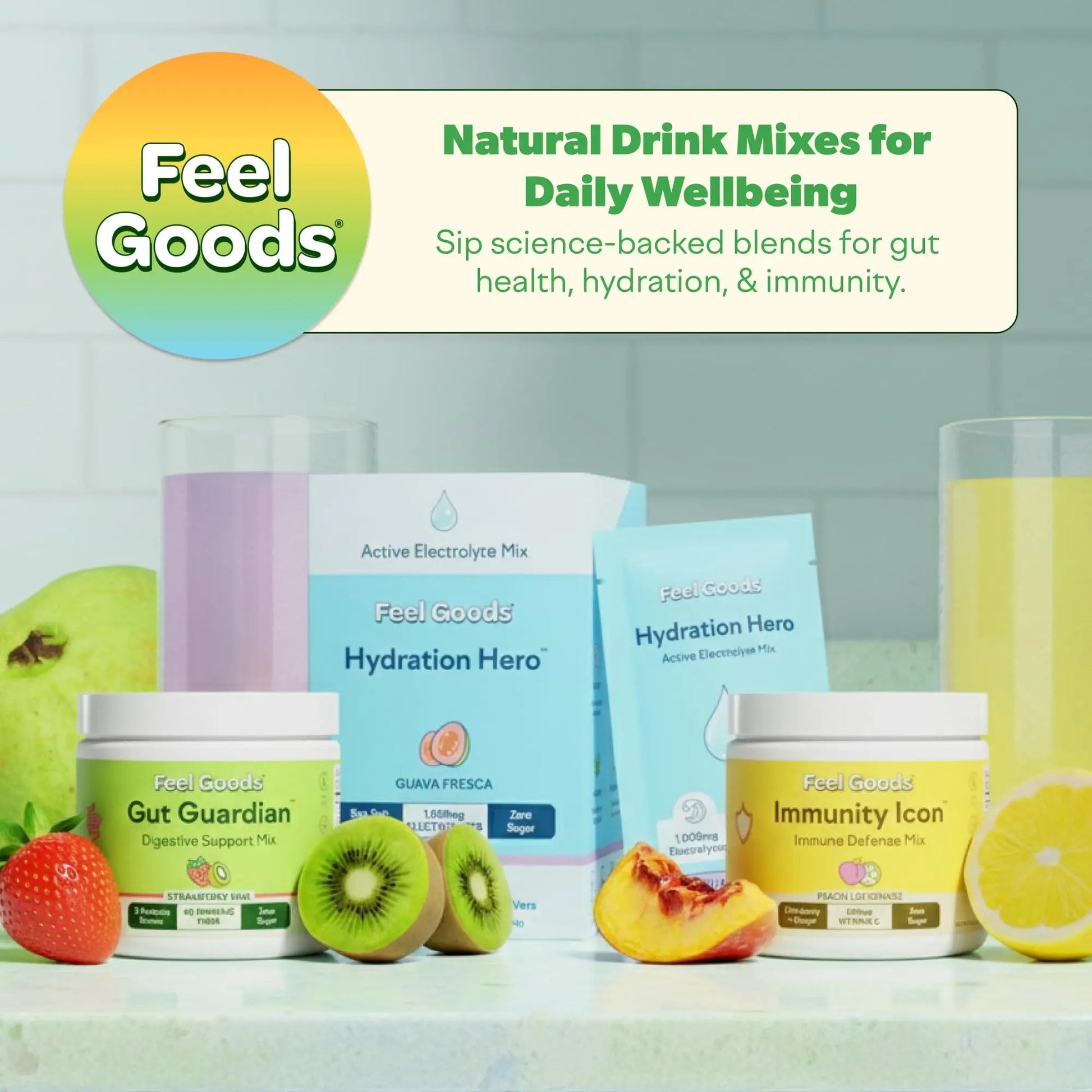 Feel Goods Gut Guardian, Gut Health Powder Packets - Probiotic Fiber Powder with Prebiotics & L Glutamine for Digestive Health, Bloating Relief & Digestion Support - Zero Sugar & Organic Flavor Feel Goods buy supplements Au