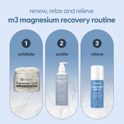 Magnesium Roll On for Adults & Kids, Easy Application for Sore Muscles, Feet, Joints and Leg Cramps, Helps with Sleeping and Post-Workout Recovery, for Sensitive Skin, 3 fl oz, by M3 M3 NaturalsBuy Supplements Australia