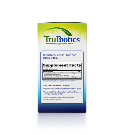 TruBiotics Probiotics for Digestive & Immune Health, Supports Regularity & Helps Relieve Abdominal Discomfort, Gas & Bloating, 2 Clinically Studied Probiotic Strains, Plus Prebiotics, 30 Capsules TruBioticsBuy Supplements Australia