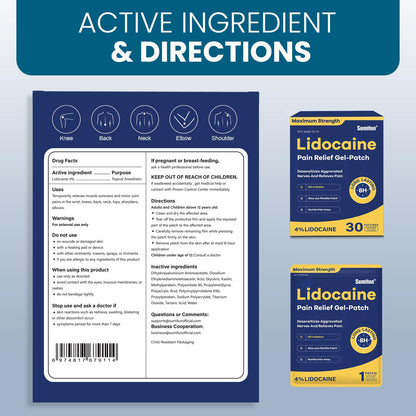 Sumifun 4% Lidocaine Pain Relief Patches 30 Count Maximum Strength Numbing Gel Patch for Back Knee Neck Joint Ache Muscle Soreness Topical Analgesic Sumifun buy supplements Au