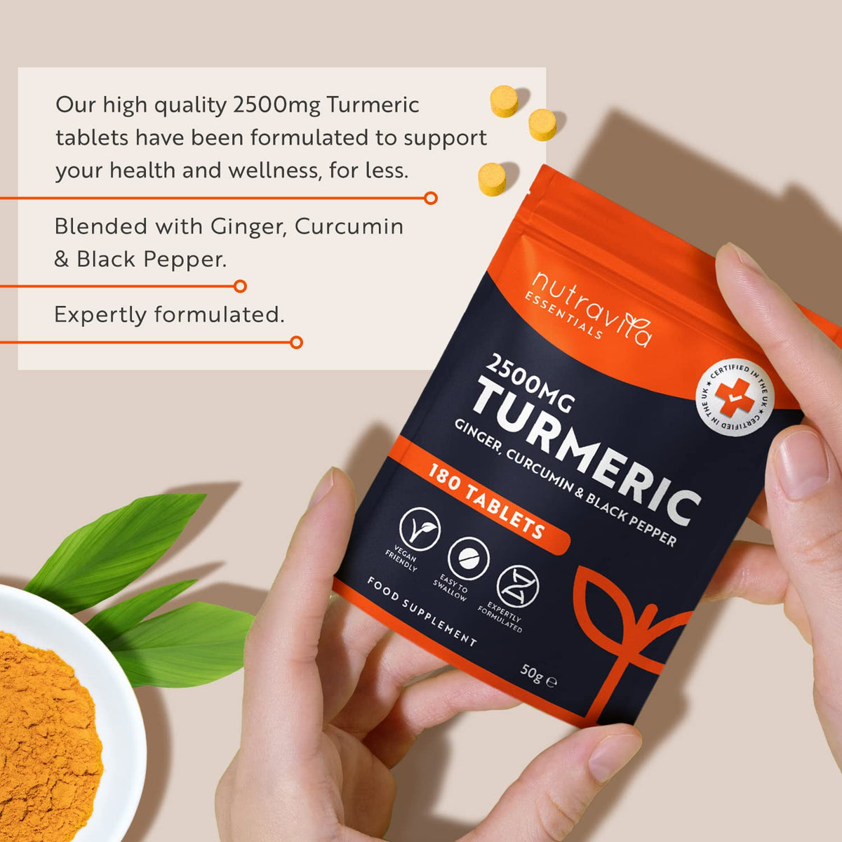 Nutravita Turmeric Tablets 2500mg with Black Pepper & Ginger - 180 High Strength Tumeric NutravitaBuy Supplements Australia
