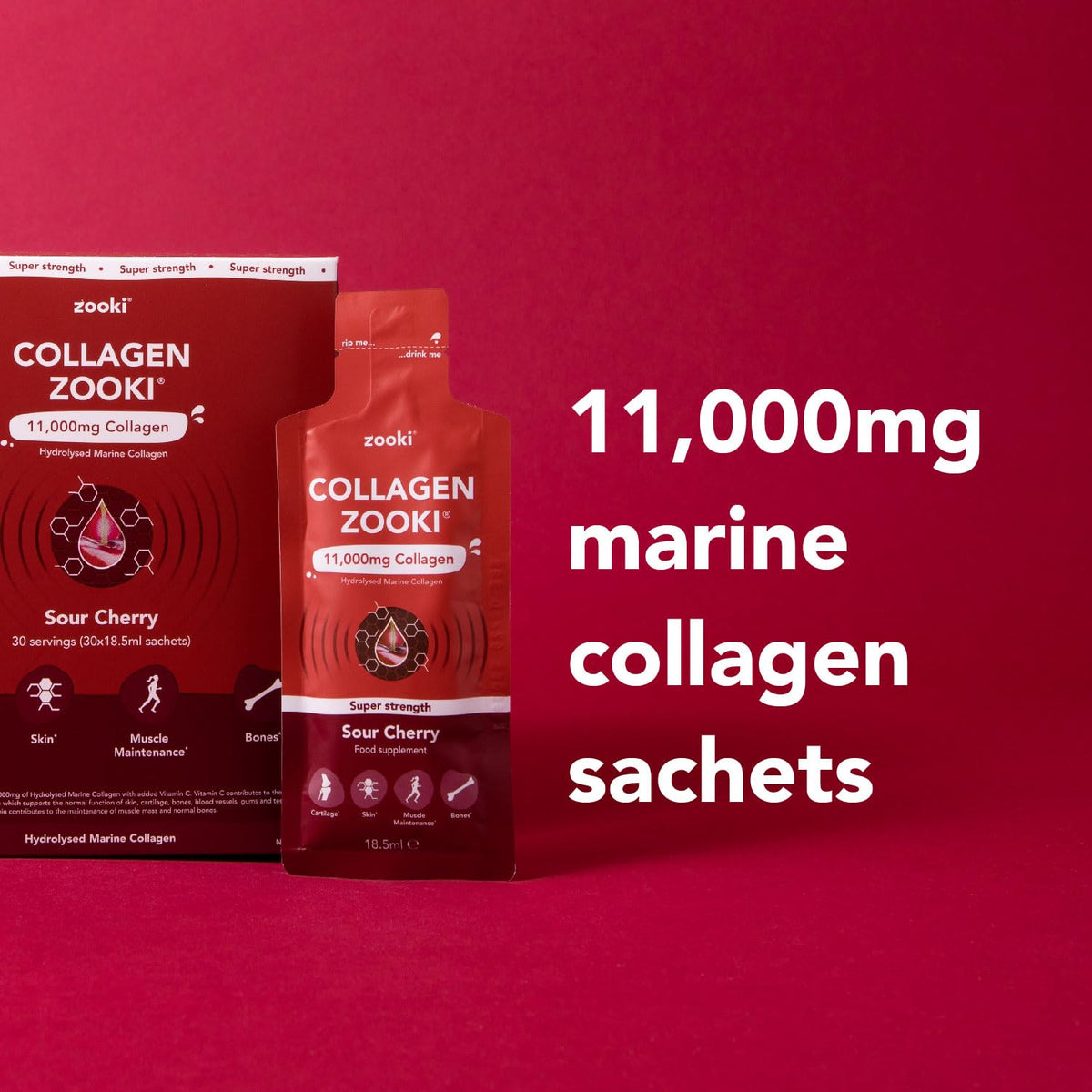 Zooki 11,000mg Super Strength Marine Collagen Liquid Sachets | Hydrolysed Marine Collagen Peptides ZookiBuy Supplements Australia