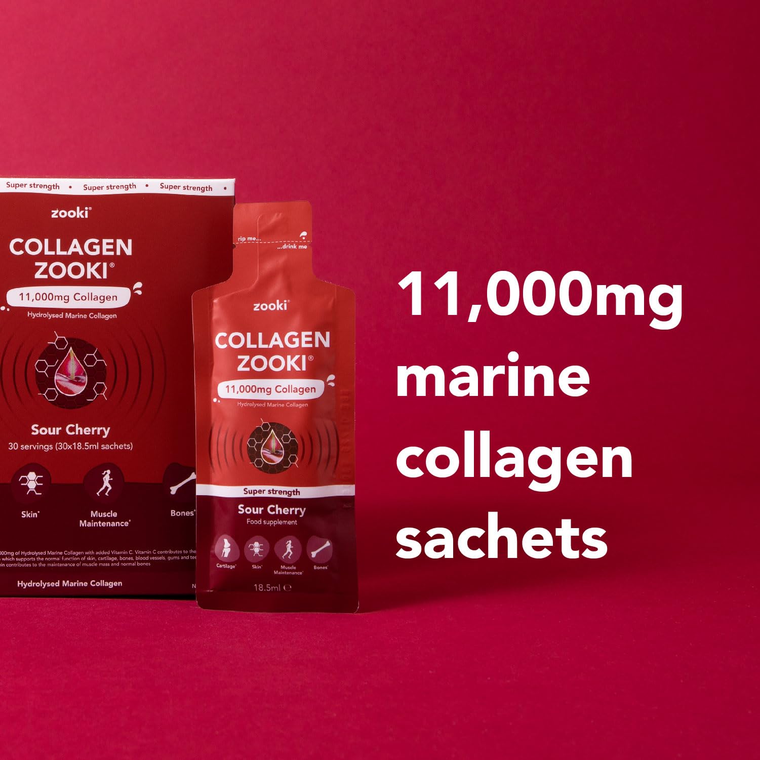 Zooki 11,000mg Super Strength Marine Collagen Liquid Sachets | Hydrolysed Marine Collagen Peptides ZookiBuy Supplements Australia