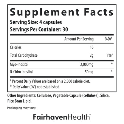 Fairhaven Health Myo-Inositol and D-Chiro Inositol Supplement for Women | 40:1 Ratio | Female Fertility Supplement for Women and Hormone Balance* | Vegan | 120 Myo & D-Chiro Inositol Capsules Fairhaven HealthBuy Supplements Australia