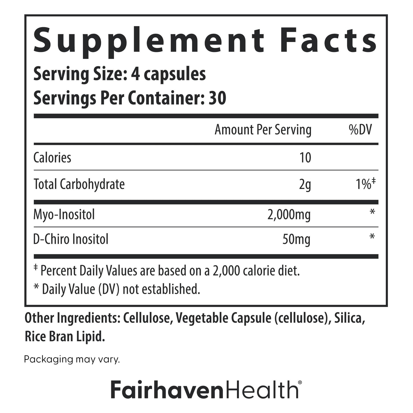 Fairhaven Health Myo-Inositol and D-Chiro Inositol Supplement for Women | 40:1 Ratio | Female Fertility Supplement for Women and Hormone Balance* | Vegan | 120 Myo & D-Chiro Inositol Capsules Fairhaven HealthBuy Supplements Australia