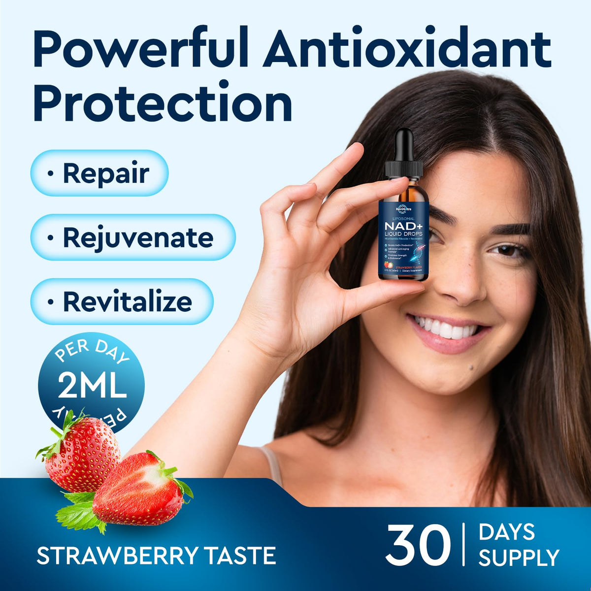 Liposomal NAD+ Liquid Supplement, Nad Resveratrol Supplement for Women & Men, Nicotinamide Riboside with PQQ, CoQ10, Quercetin for Anti-Aging, Brain, Cellular Energy Health, Strawberry Flavor, 2 Fl Oz ReviNutraBuy Supplements Australia