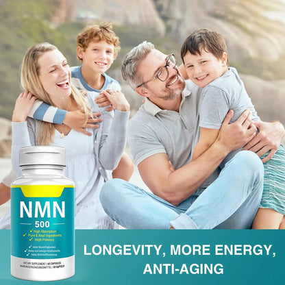 Vegan NMN Supplement 500mg, Higher Absorption - 99% Pure NMN (Nicotinamide Mononucleotide)for NAD+, Cellular Energy Immune Muscle, Anti-Aging & Longevity, Stabilized NMN - 60 Capsules (60 Days Supply) NivantavBuy Supplements Australia