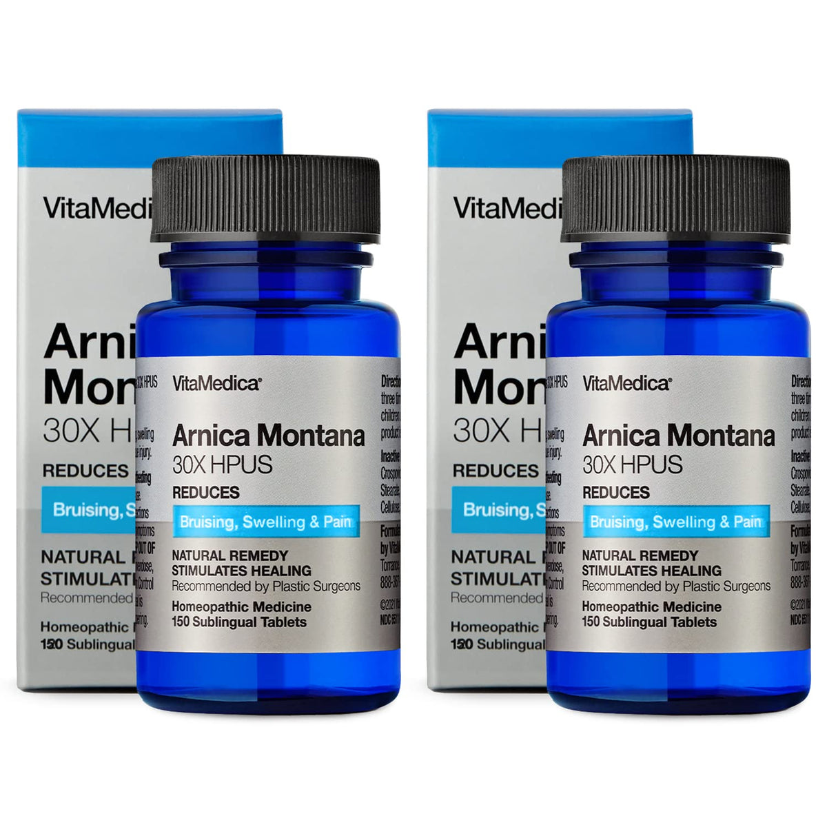 VitaMedica Arnica Montana 30X Homeopathic Tablets for Bruising Pain and Swelling | Plant Based Formula