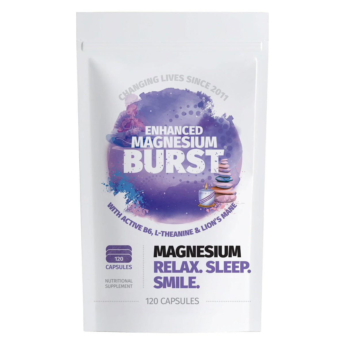Enhanced Magnesium (Capsules) | Precise 300mg per Serving | Enhancement Blend: Organic Lion's Mane Extract, L-theanine, Active Vitamin B6 | 120 Capsules - by Organic Burst Organic BurstBuy Supplements Australia