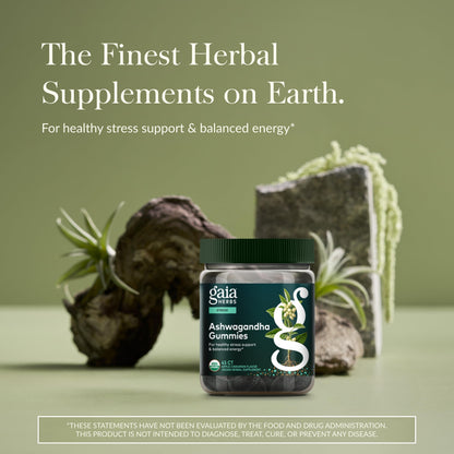 Gaia Herbs Organic Ashwagandha Gummies - Stress Support* - Made with Cinnamon & Ginger - Gluten Free & Vegan - 45 Count (15 Servings) Gaia HerbsBuy Supplements Australia