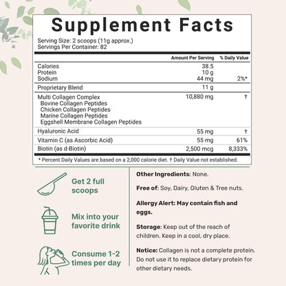 Micro Ingredients Multi Collagen Protein Powder, 2 Pounds – Type I,II,III,V,X with Biotin Micro IngredientsBuy Supplements Australia