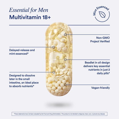 Ritual Men’s 18+ Daily Multivitamin - Key Essential Vitamins and Minerals to Support Energy, Muscle, Heart, Brain Health* - Including Zinc, D3, B12, A, K2