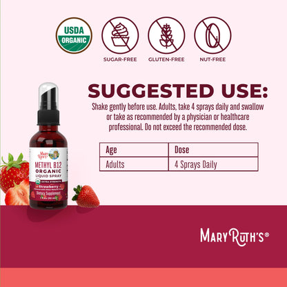 MaryRuth Organics Vitamin B12 Liquid Spray | Vegan, Non-GMO, Gluten-Free | USDA Organic Supplement | Energy & Nervous System Support | B12 Vitamins for Women & Men | 720 mcg | 1 Fl Oz MARYRUTH'SBuy Supplements Australia