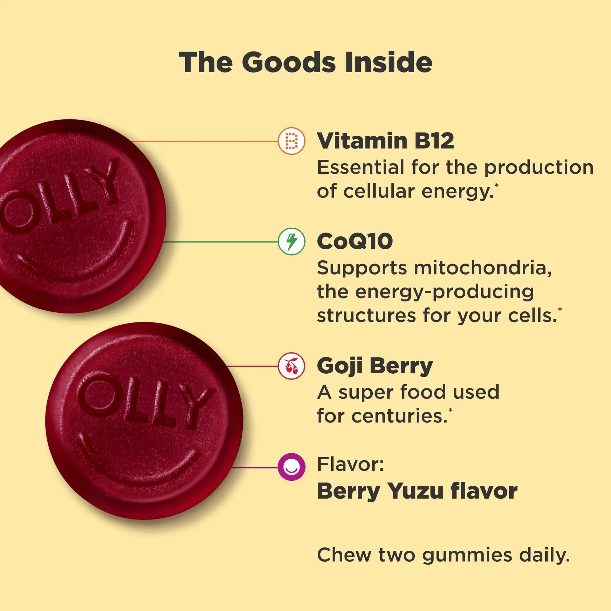 OLLY Men's Multivitamin Gummy, Overall Health and Immune Support, Vitamins A, C, D, E, B, Lycopene & Extra Strength Daily Energy Gummy OLLY