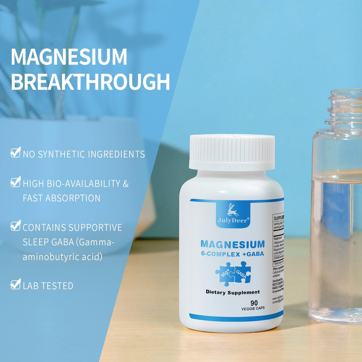 3 Bottles Sixfold Magnesium Complex | 350mg of Magnesium Glycinate, Malate, Citrate, Taurine, Oxide, Mg+ for Muscles,Nerves,& Energy, GABA Sleep Support | High Absorption | Vegan | 90 Capsules RisabouBuy Supplements Australia