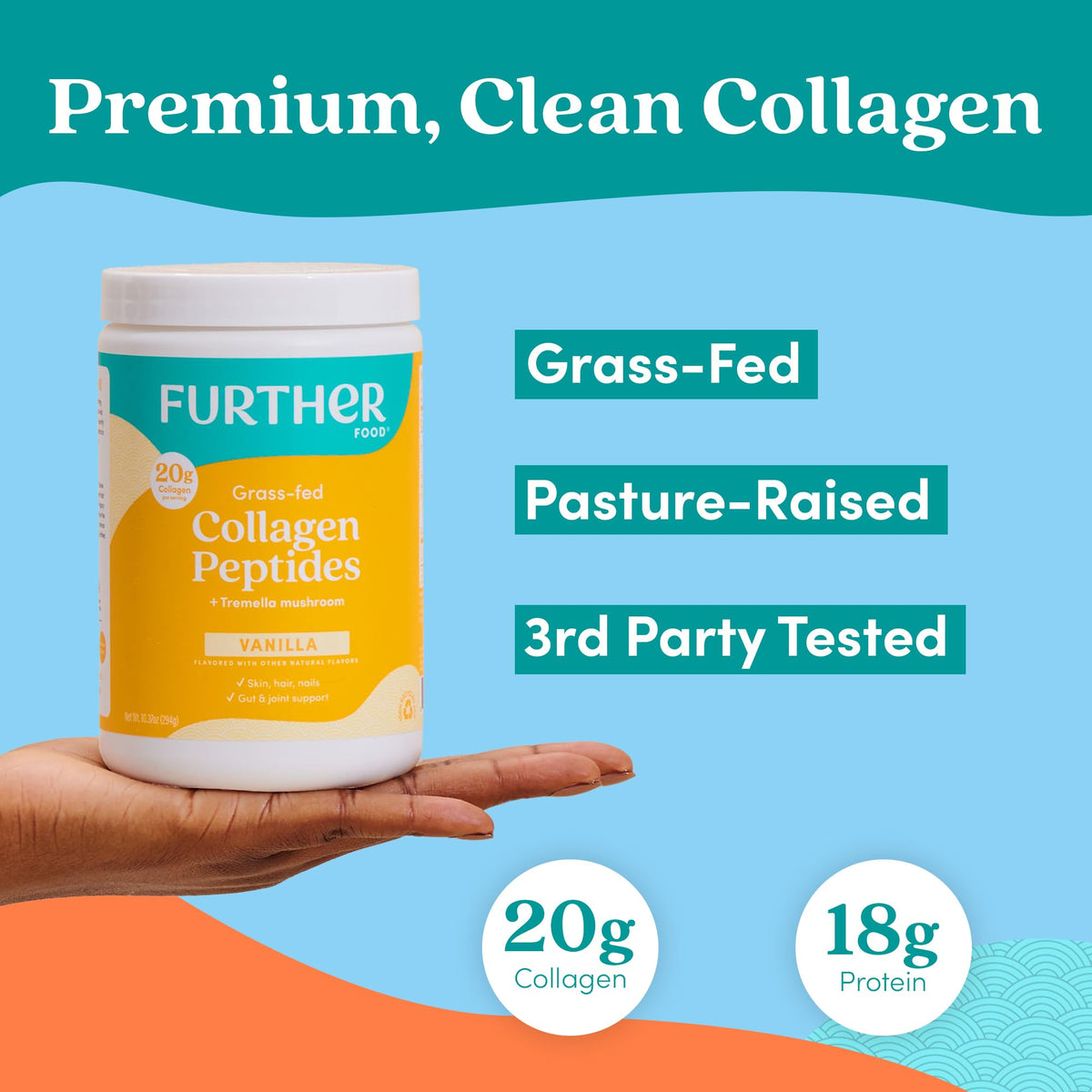 Further Food Vanilla Collagen Peptides Powder with Tremella Mushroom – 100% Grass-Fed, Hydrolyzed Type 1 & 3, 20g of Collagen per Serving, Supports Skin, Hair, Nails & Joints, 22.22 Oz Further FoodBuy Supplements Australia