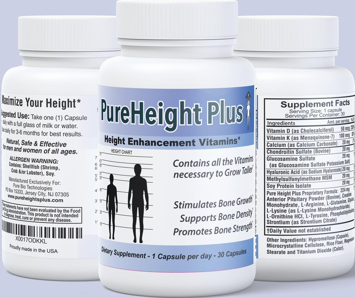 Height Growth Vitamins Grow Taller - Increase Bone Strength Bone Density Bone Growth PURE BIOTECHNOLOGIESBuy Supplements Australia
