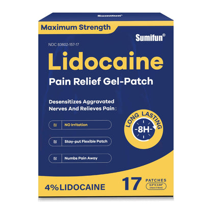 Sumifun 4% Lidocaine Patches Maximum Strength - Pain Relieving Gel Patch for Muscle Soreness, Back Ache, Knee, Neck & Joint Pains - Topical Analgesic (Large, Count, 17) SumifunBuy Supplements Australia