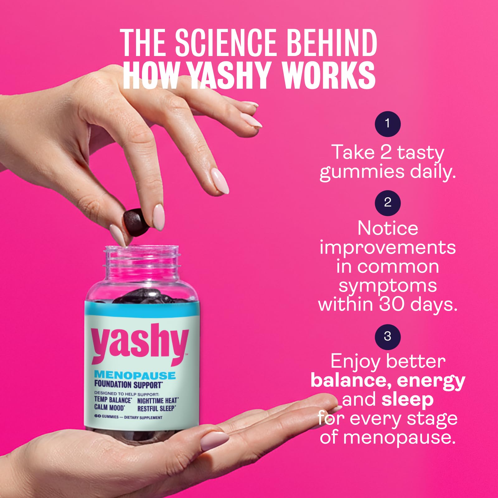 Yashy Gummies for Menopause | Hormone-Free Supplements for Women | Clinically Backed | 30 Servings | Helps Alleviate Hot Flashes, Night Sweats, & Mood Swings | Supports Libido | BlackBerry Flavor YASHYBuy Supplements Australia