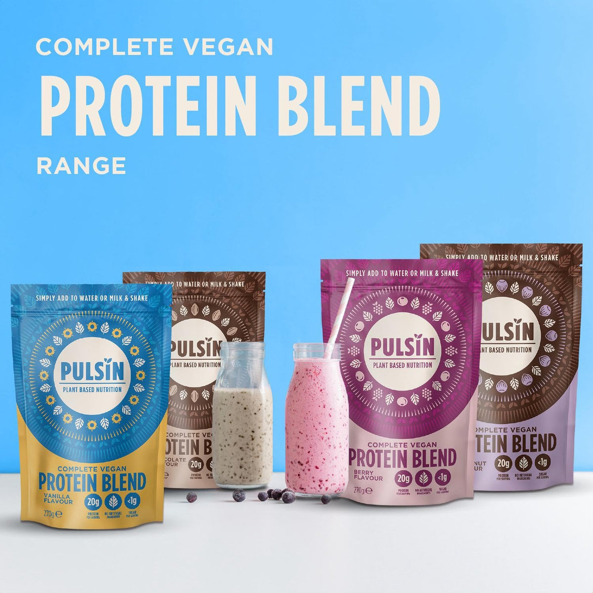 Pulsin plant based nutrition,Complete vegan protein blend,Vanilla flavour 270 g PulsinBuy Supplements Australia