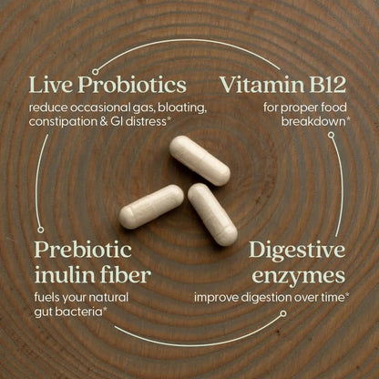 New Chapter All-Flora Enzyme Complex with Probiotics Relieves Bloating & Gas - Clinical-Strength Digestive Enzymes + Ultra-Concentrated Probiotics + Fermented Vitamin B12, 90 Vegan Capsules New ChapterBuy Supplements Australia