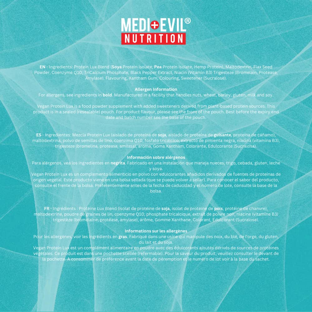 Medi-Evil Nutrition Vegan Protein Powder, Natural Ingredients, Gluten Free and Vegetarian Medi-EvilBuy Supplements Australia
