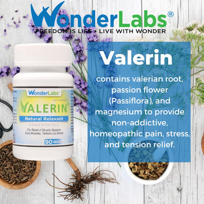 Valerian Natural Relaxant for Tension Relief, Stress Relief, Leg Cramp Relief and Other Muscle Cramps Magnesium, Passion Flower, & Valerian Root Muscle Relaxant - (90ct) Wonder LaboratoriesBuy Supplements Australia