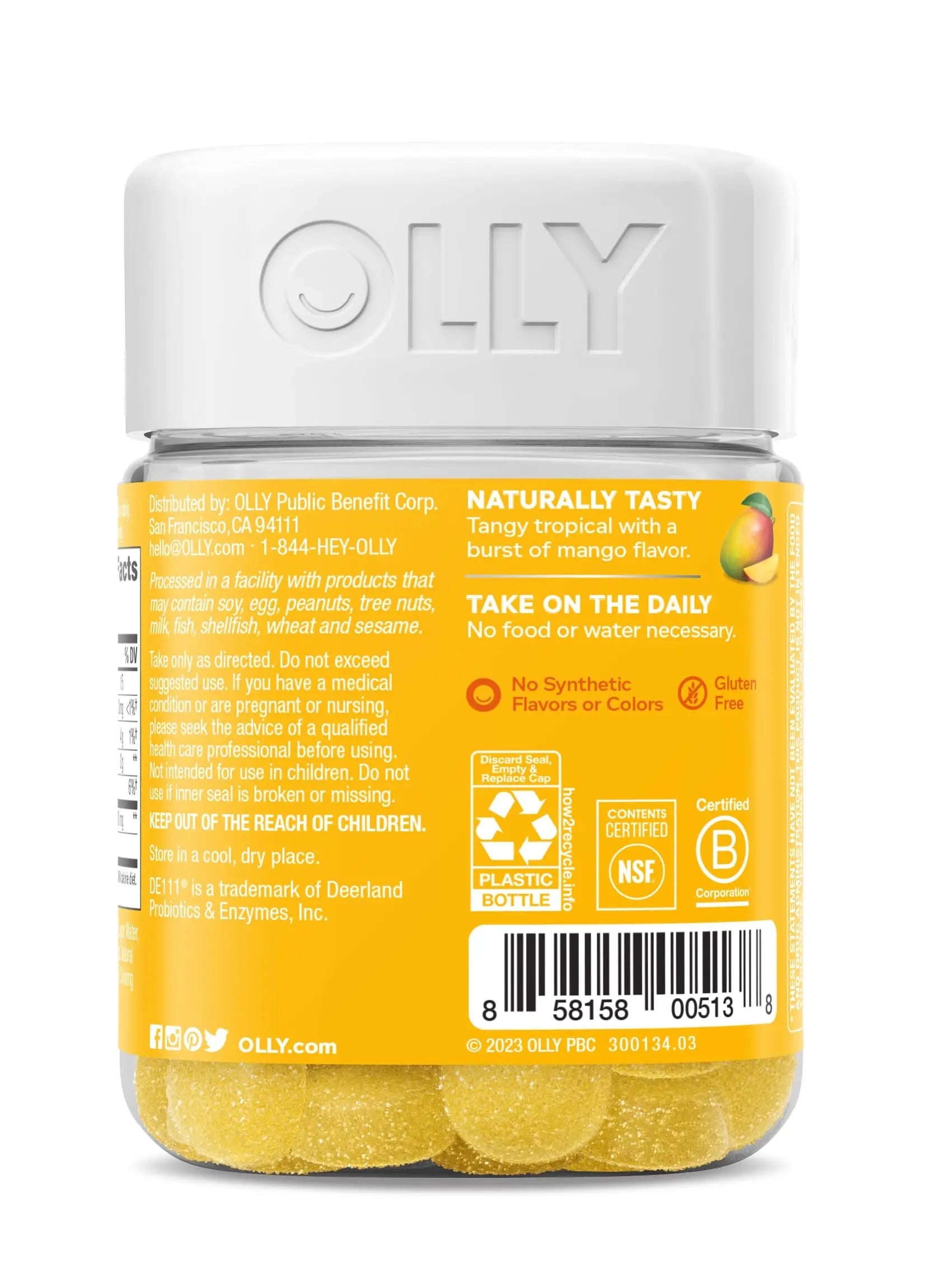 OLLY Probiotic Gummy, Immune and Digestive Support, 1 Billion CFUs, Chewable Probiotic Supplement, Mango, 25 Day Supply - 50 Count OLLYBuy Supplements Australia