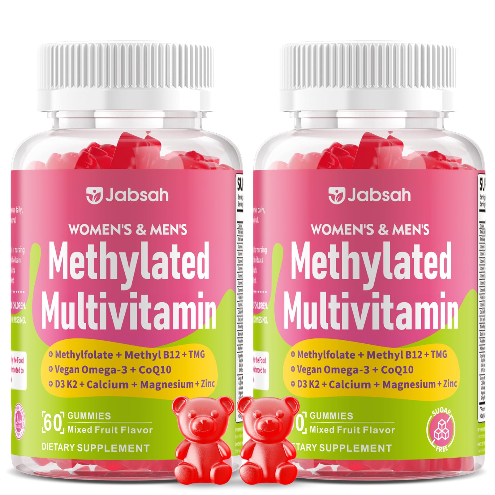 Methylated Vitamin B Complex Gummies for Women & Men, Multivitanins Gummy with Vitamin A, C ,E, Methylfolate & B12, TMG, Calcium, D3 K2 JabsahBuy Supplements Australia