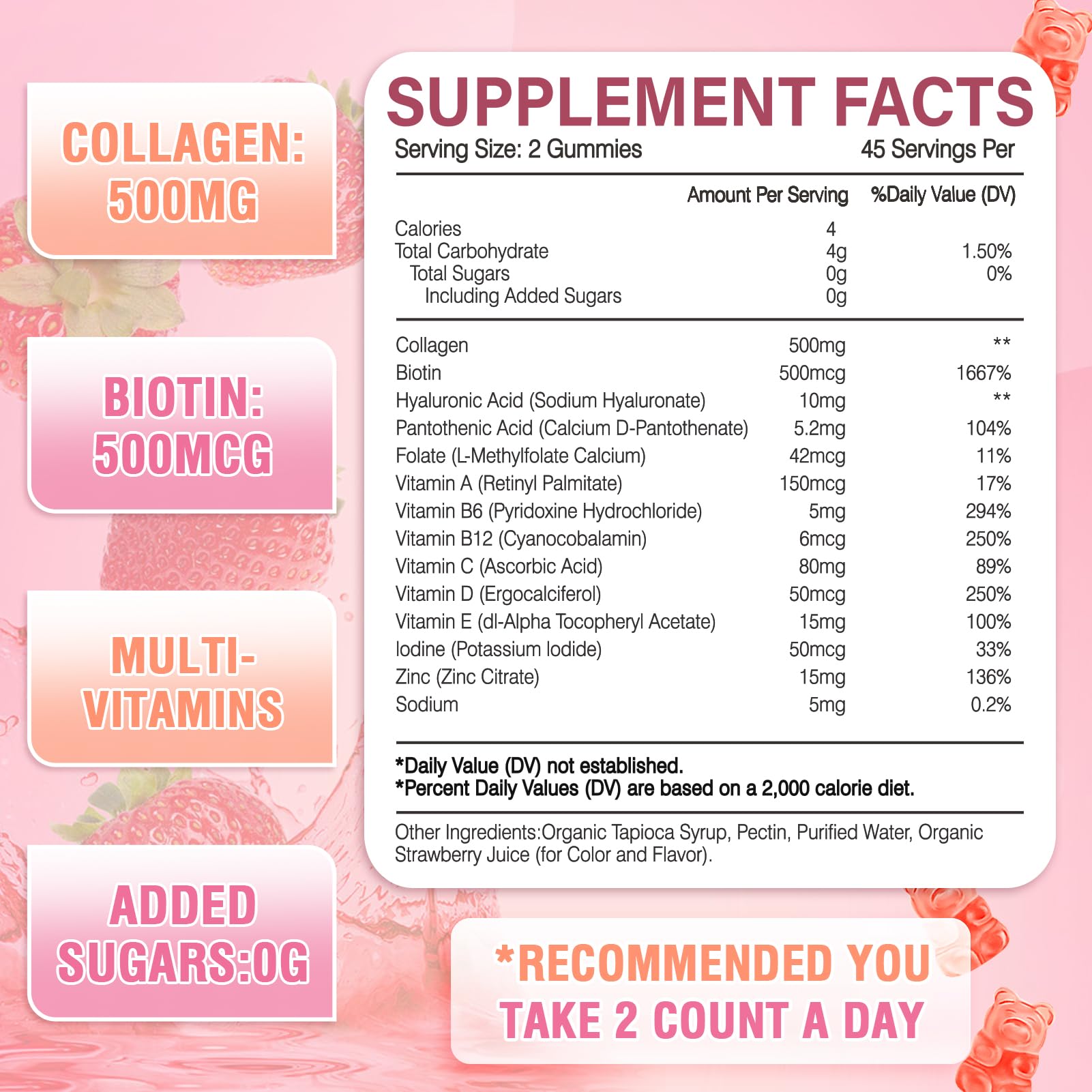 WyuuKi 180 Count Collagen Gummies Collagen Protein Type I II III V X with Biotin Vitamin C A B D E Keratin Hyaluronic Acid for Hair Skin Nails Joint Immune Digestion Women Men Sugar Free Strawberry WyuuKi buy supplements Au