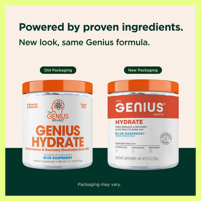The Genius Brand Genius Hydrate - Electrolyte Supplement for Daily Hydration - Coconut Water - Sugar-Free - 8 Essential Minerals & Nutrients - Non-GMO - Blue Raspberry - 50 Servings The Genius BrandBuy Supplements Australia