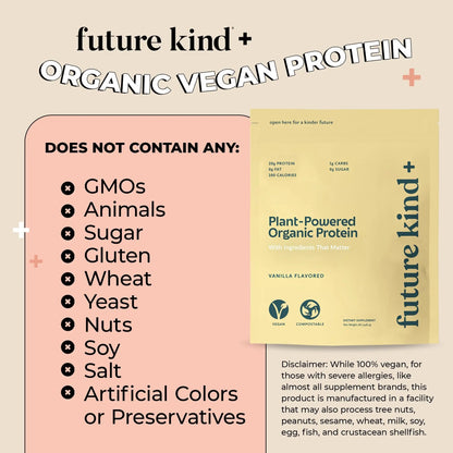 Future Kind Vegan Protein Powder, Vanilla, Pea Plant Protein for Lean Muscle with Iron & Fiber, Whey-Free, Sugar-Free, Soy-Free, Non-Dairy (34 Servings) Future Kind buy supplements Au