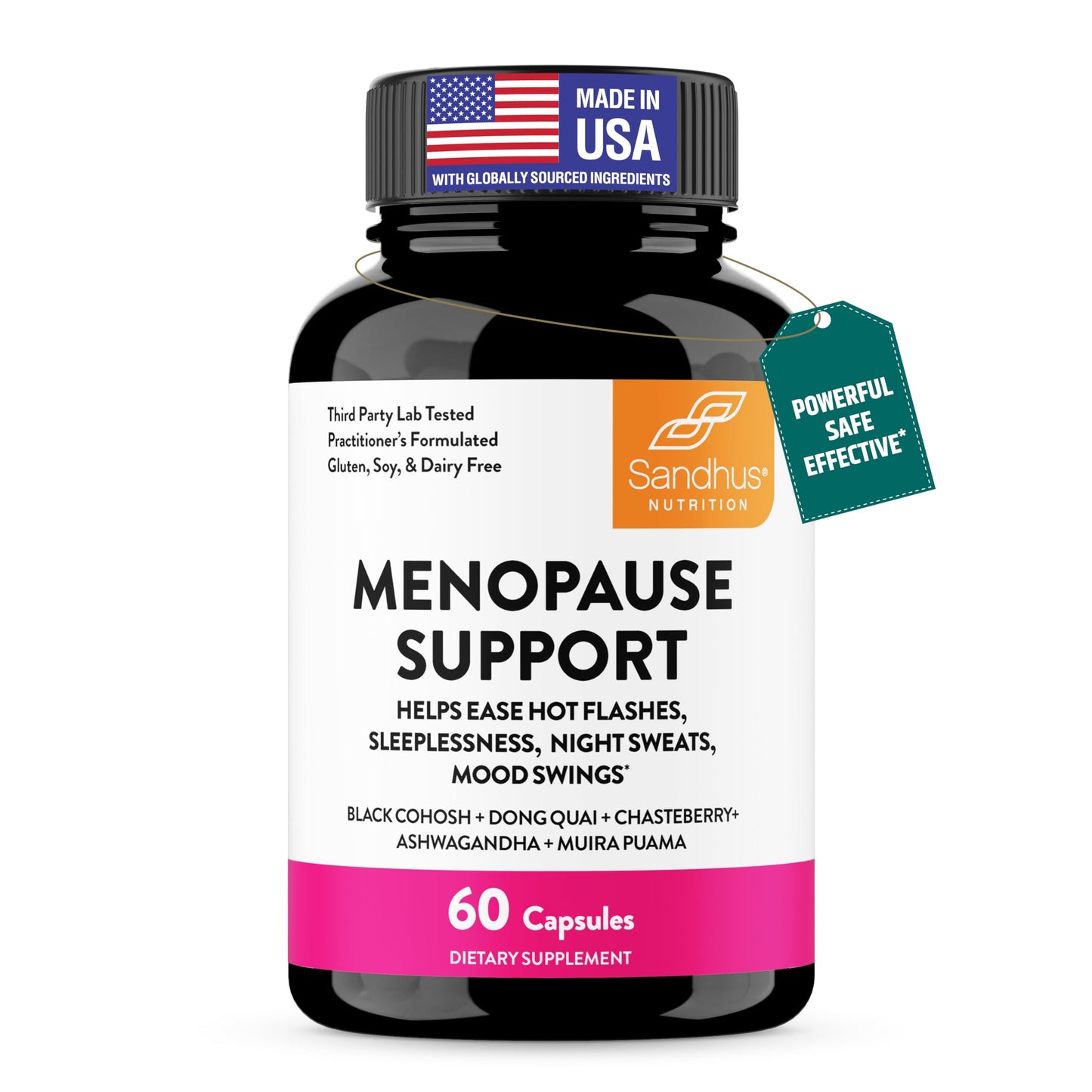 Complete Menopause Support Supplement For Women | With Ashwagandha, Black Cohosh, Dong Quai & Muira Puama | Helps Easing Hot Flashes, Night Sweats, Mood Swings, Hormone Balance & Harmony | 60 Capsules Sandhu'sBuy Supplements Australia