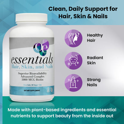Organic Excellence Hair, Skin and Nails Vitamins for Women & Men – Biotin Supplement 5000 mcg– Hyaluronic Acid - Supports Healthy Hair Growth, Radiant Skin & Strong Nails, 1 Month Supply (30 Tablets) Organic ExcellenceBuy Supplements Australia