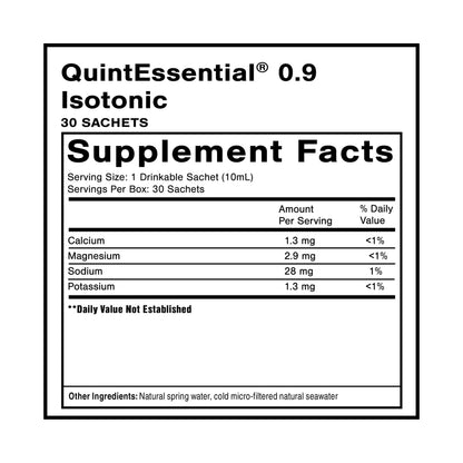 Quicksilver Scientific Quintessential 0.9 Sachets - Isotonic Solution with Sea Water Minerals + Alpine Spring - Liquid Hydration, Electrolyte + Multi Minerals Supplement (30 Count) Quicksilver ScientificBuy Supplements Australia
