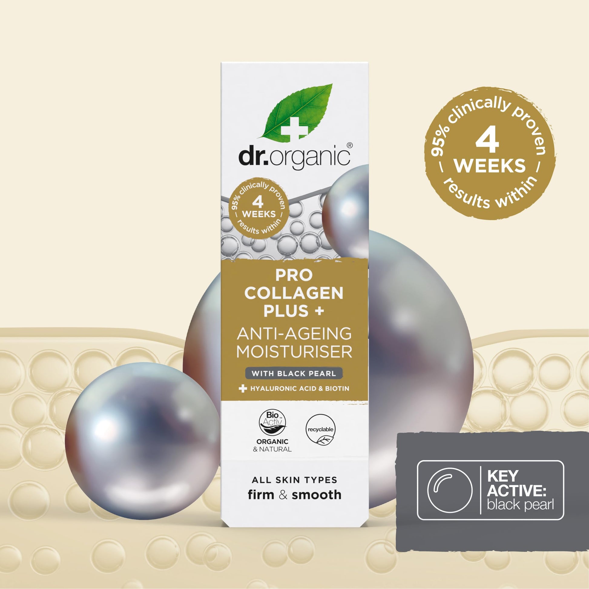 Dr. Organic Pro Collagen Plus + Anti-Ageing Moisturiser with Black Pearl | Firm & Smooth Skin, Reduces Wrinkles, (All Skin Types) Natural, Certified Organic, Paraben & SLS-Free, 50 mL / 1.7 fl oz Dr. Organic buy supplements Au