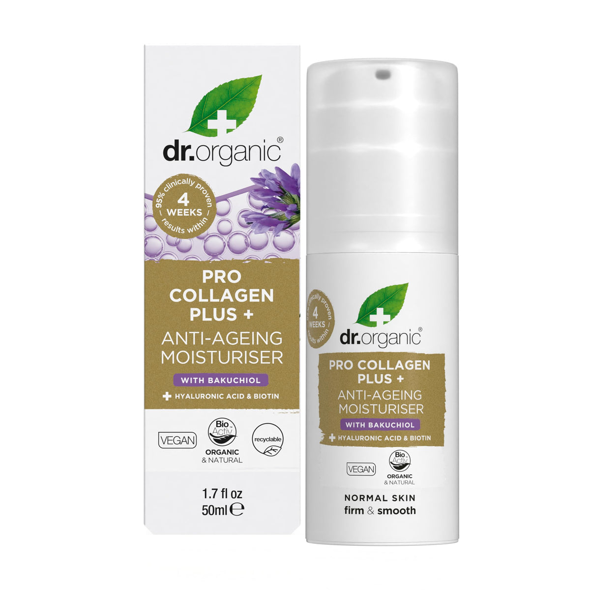 Dr. Organic Pro Collagen Plus + Anti-Ageing Moisturiser with Bakuchiol | Firm & Smooth Skin, Reduces Wrinkles, (Normal Skin) Natural, Certified Organic, Paraben & SLS-Free, 50 mL / 1.7 fl oz Dr. Organic buy supplements Au
