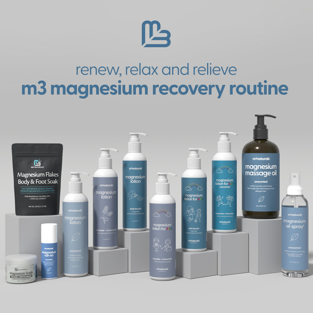 Magnesium Roll On for Adults & Kids, Easy Application for Sore Muscles, Feet, Joints and Leg Cramps, Helps with Sleeping and Post-Workout Recovery, for Sensitive Skin, 3 fl oz, by M3 M3 NaturalsBuy Supplements Australia
