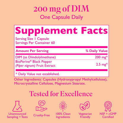 Amy Suzanne 200 DIM Supplement for Women - Estrogen Metabolism and Hormone Harmony for Menopause, Perimenopause & PMS Support - DIM Plus Bioperine for Mood Support - 60 Day Supply, Vegan Amy SuzanneBuy Supplements Australia